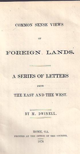 Image for Common Sense Views of Foreign Lands :A Series of Leter from the East and the West