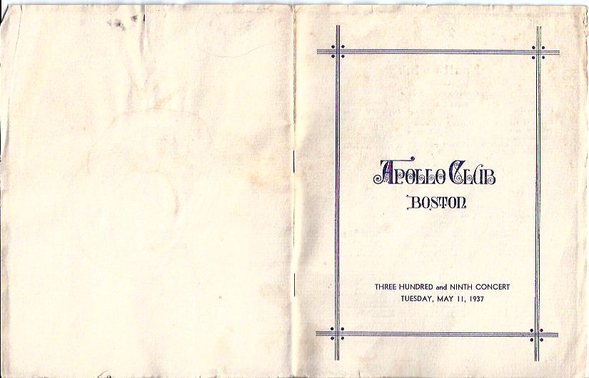 Image for The Apollo Club, Boston : Three Hundred and Ninth Concert