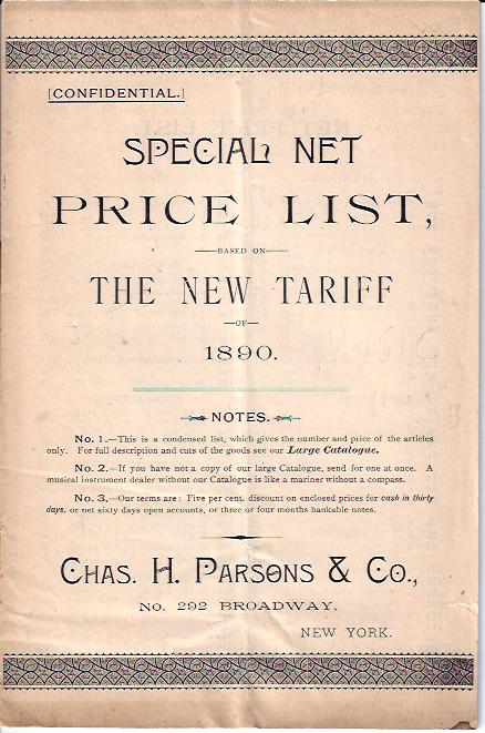Image for Chas. H. Parsons & Co. Special Net Price List :The New Tariff, 1890