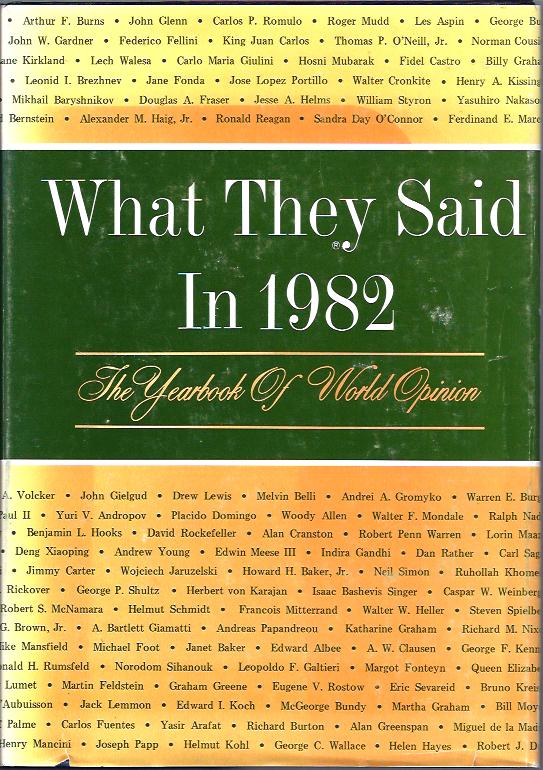 Image for What They Said in 1982 : The Yearbook of World Opinion