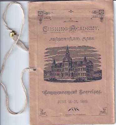 Image for Cushing Academy Commencement Exercises, June 16-21, 1889 Ashburnham, MA
