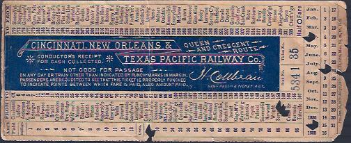 Image for Cincinnati, New Orleans & Texas Pacific Railway Co. , Conductor Receipt
