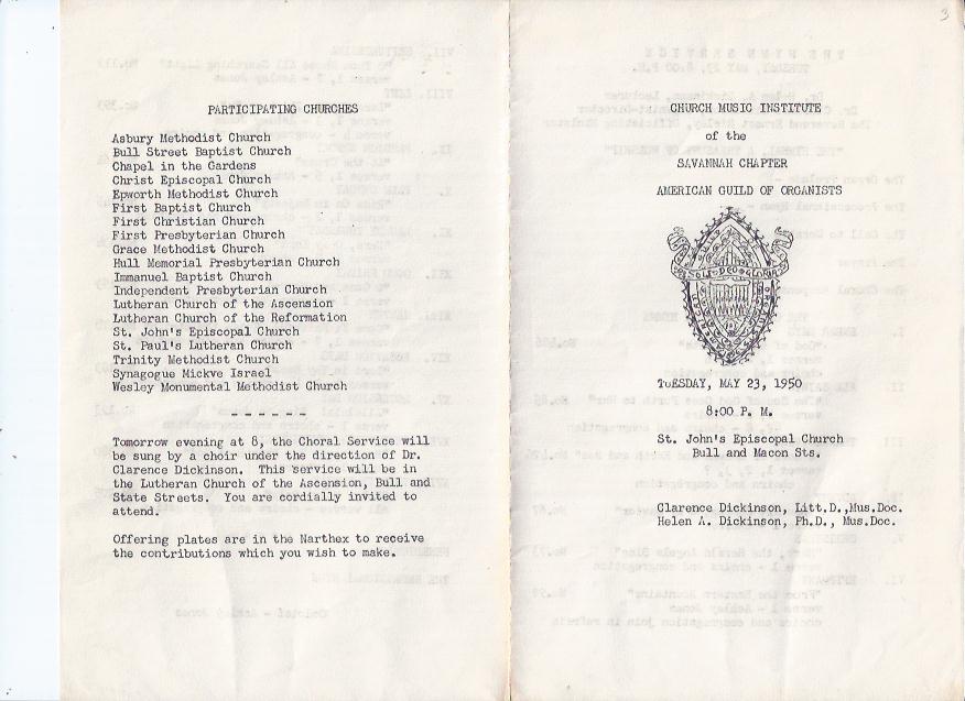 Image for Program, Church Music Institute of the Savannah Chapter American Guild of Organists : Hymn Service