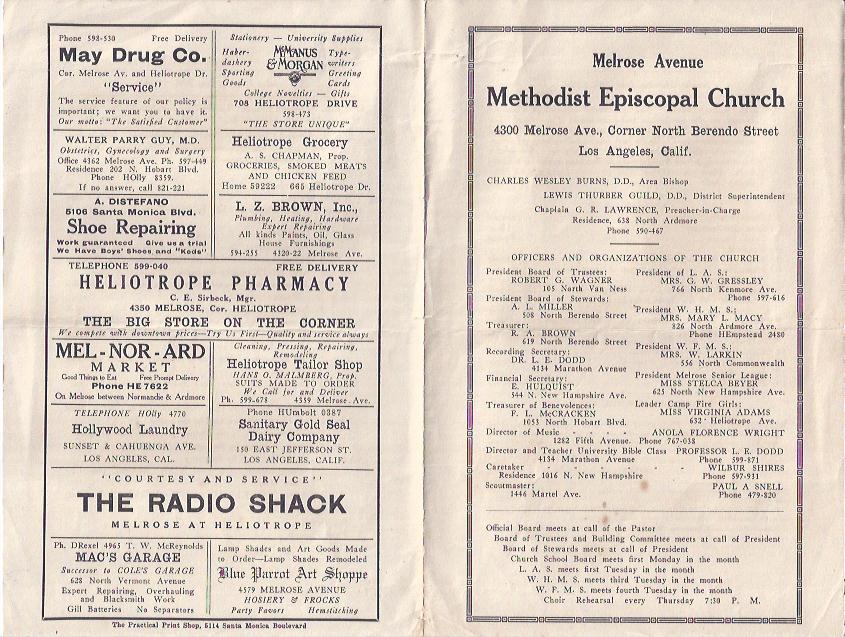 Image for Program, Melrose Avenue Methodist Episcopal Church, Los Angeles, California