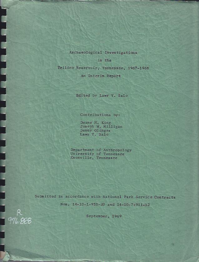 Image for Archaeological Investigations in the Tellico Reservoir, 1967-1968, an Interim Report