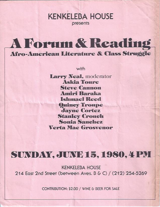 Image for Kenkeleba House Presents a Forum & Reading: Afro-American Literature & Class Struggle