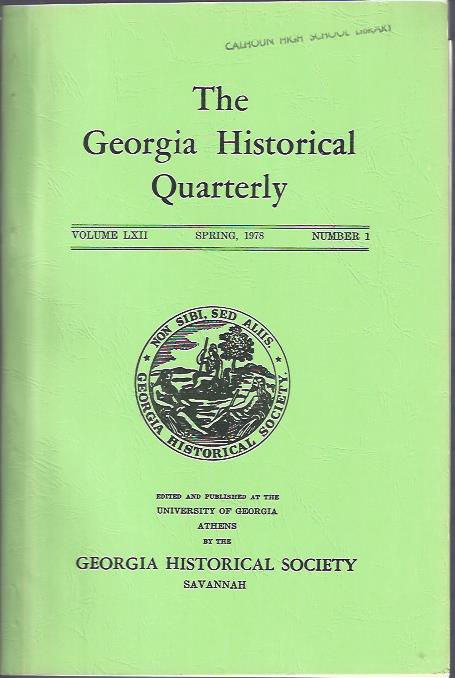 Image for The Georgia Historical Quarterly, Spring, 1978