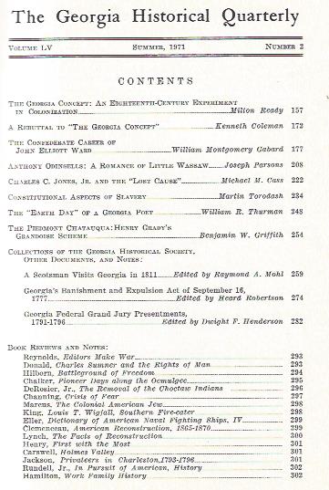 Image for The Georgia Historical Quarterly, Summer, 1971