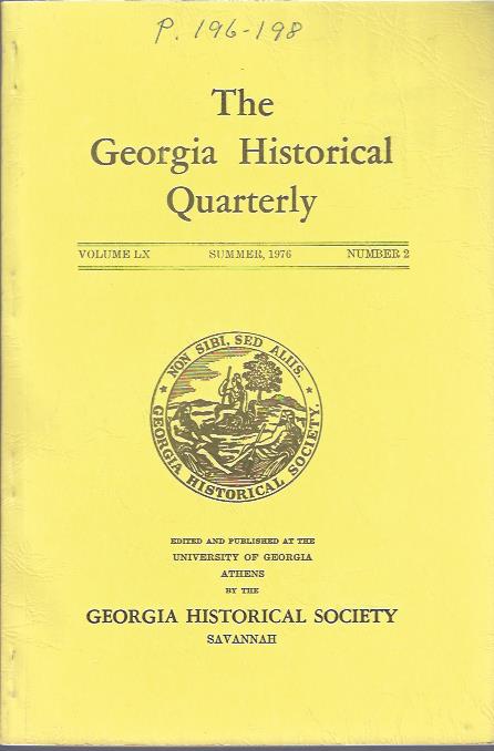 Image for The Georgia Historical Quarterly Summer, 1976