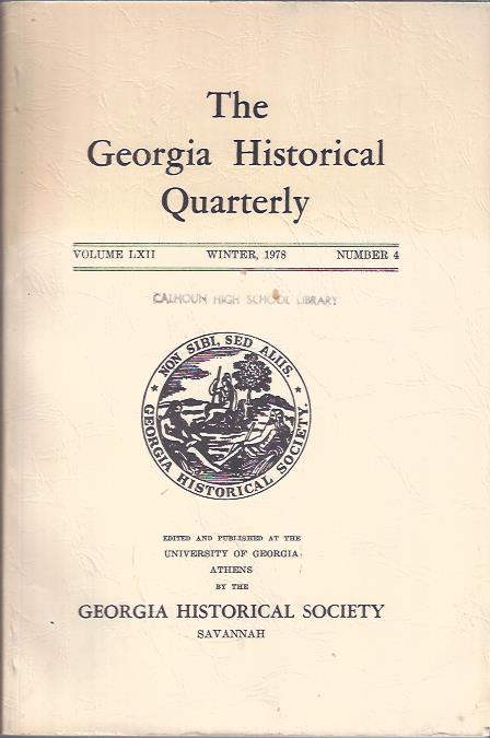 Image for The Georgia Historical Quarterly Winter, 1978