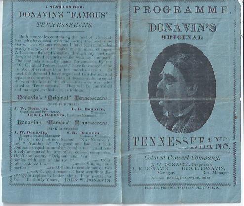 Image for Programme Donavin's Original Tennesseans Colored Concert Company