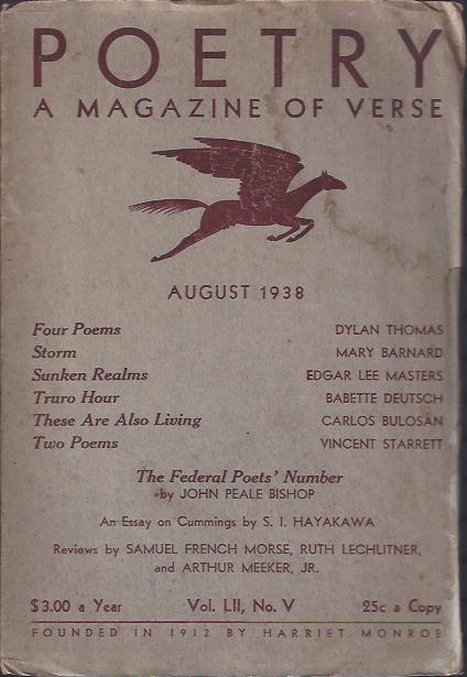 Image for Poetry, a Magazine of Verse August, 1938
