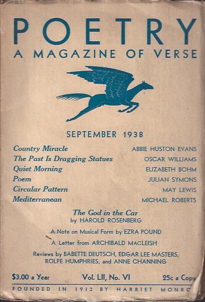 Image for Poetry, a Magazine of Verse September, 1938