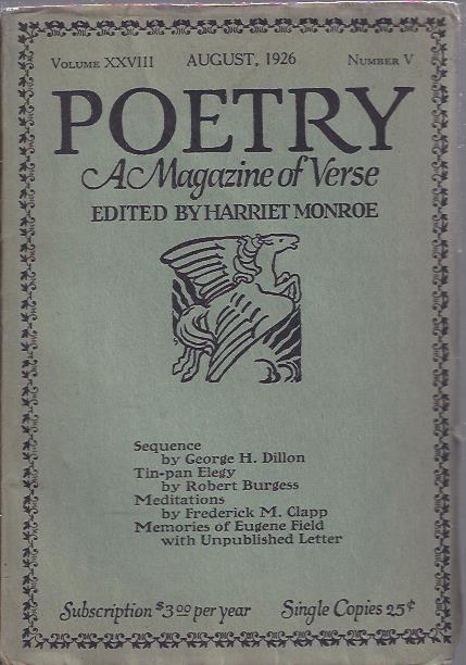 Image for Poetry, a Magazine of Verse August, 1926