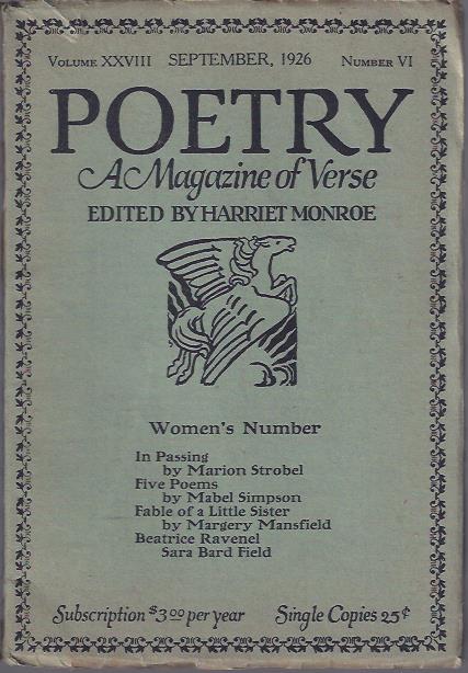 Image for Poetry, a Magazine of Verse September, 1926 : Women's Number