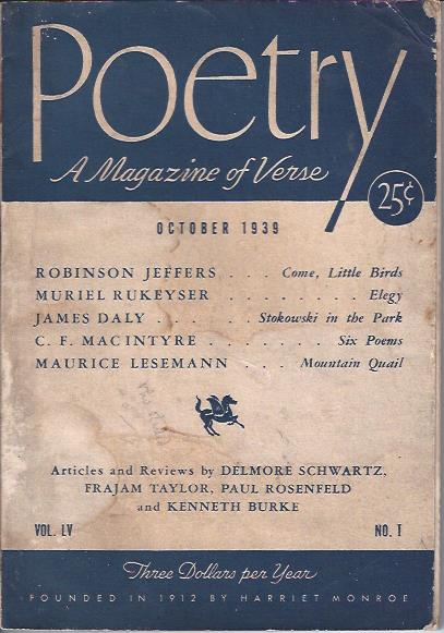 Image for Poetry, a Magazine of Verse October, 1939