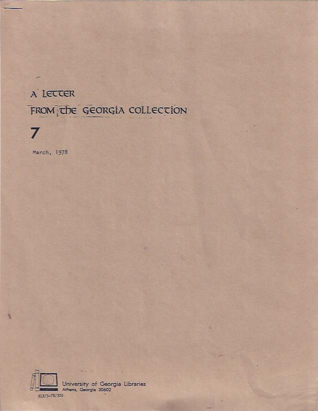 Image for A Letter from the Georgia Collection: March, 1978