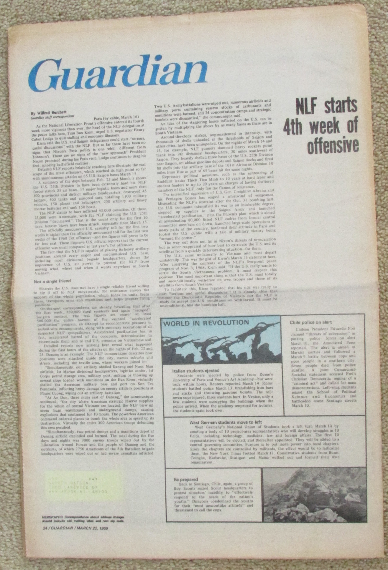 Image for The Guardian: Independent Radical Newsweekly, March, 1969