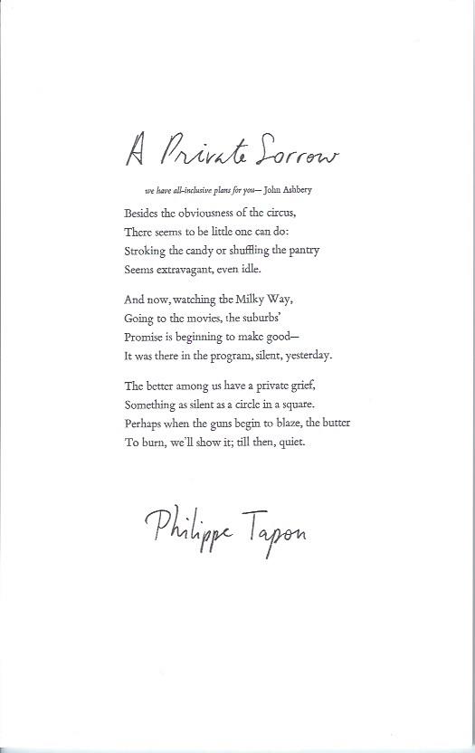 Image for A Private Sorrow -- Broadside