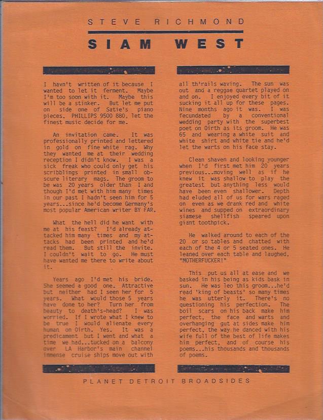 Image for Siam West -- Broadside