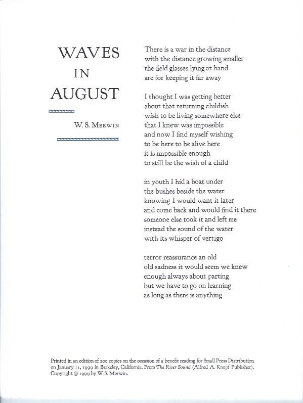 Image for Waves in August -- Broadside