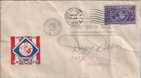 Image for Autograph of First Day Cover : Baseball Centennial, 1939