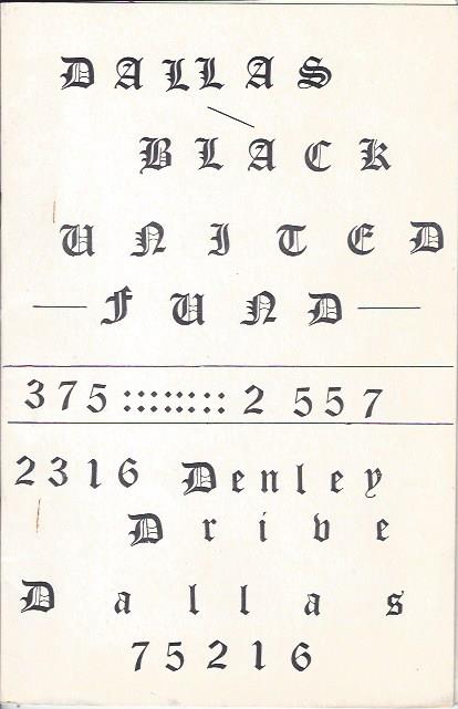 Image for Dallas Black United Fund Brochure