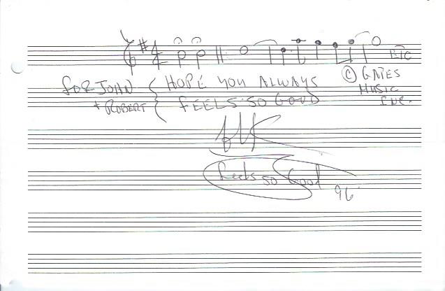 Image for Autographed Musical Quotation by Chuck Mangione, "Feels So Good"