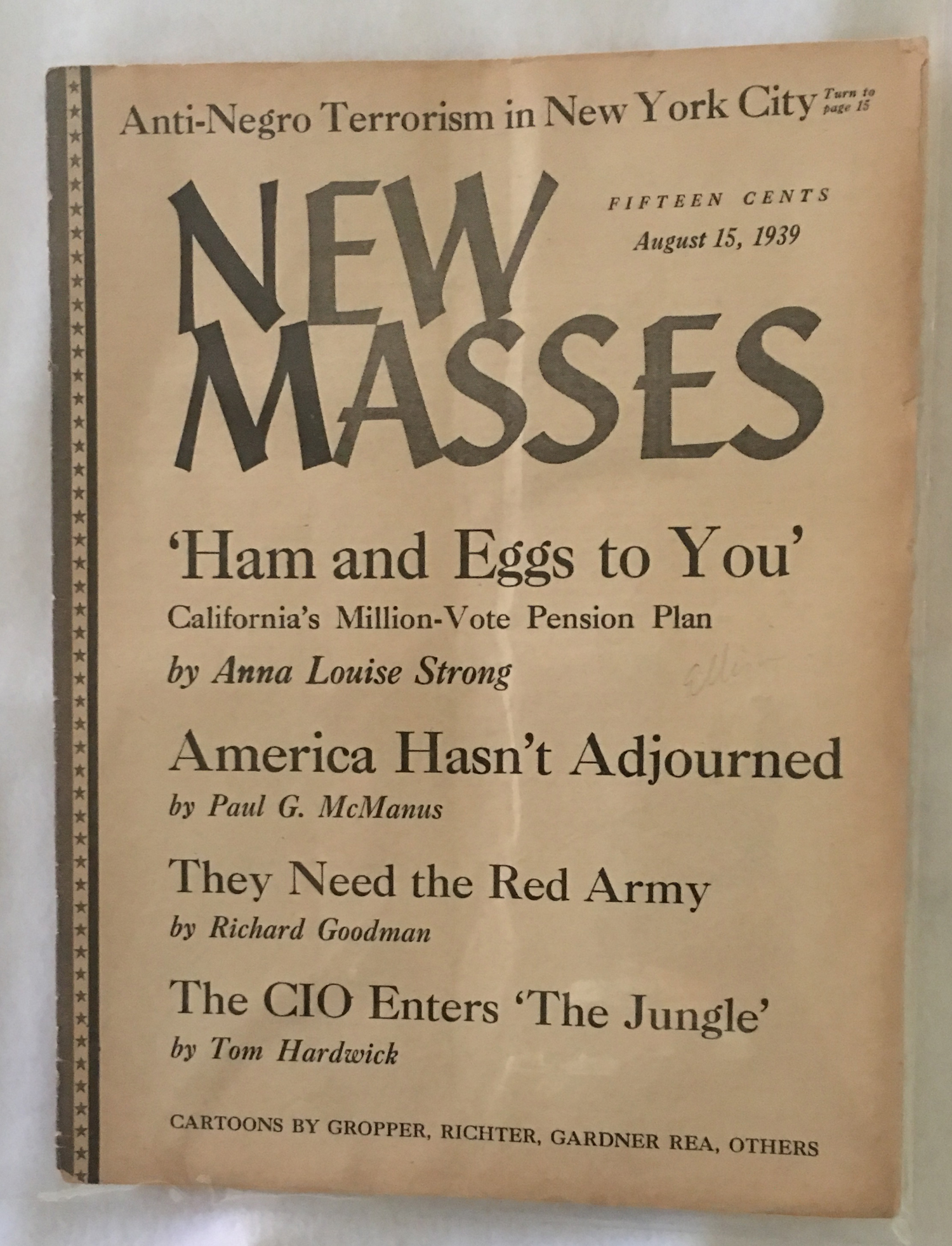 Image for New Masses, August 15, 1939