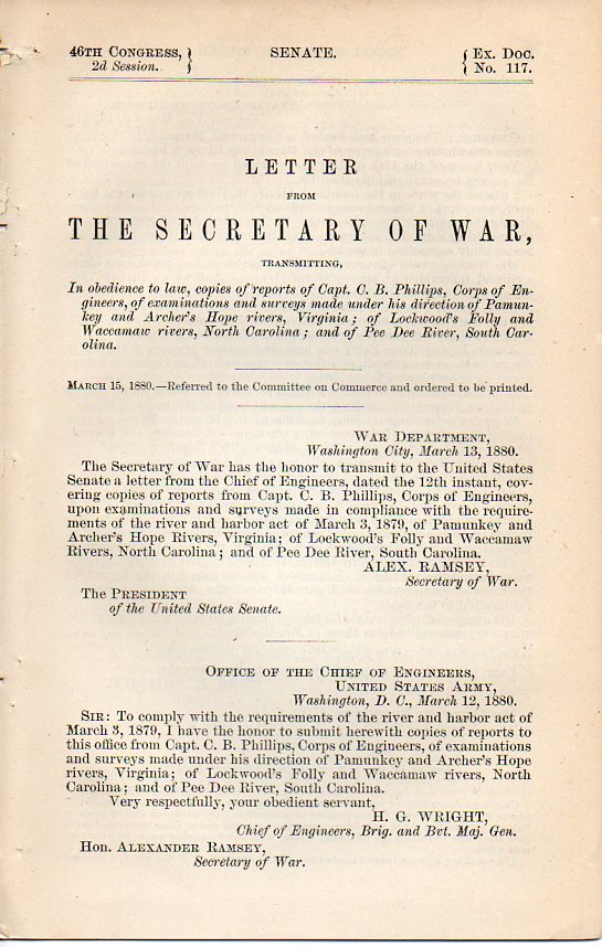 Image for U. S. Senate Document, 46th Congress, 2nd Session , Ex. Doc. #117 (Concerning South Carolina Rivers