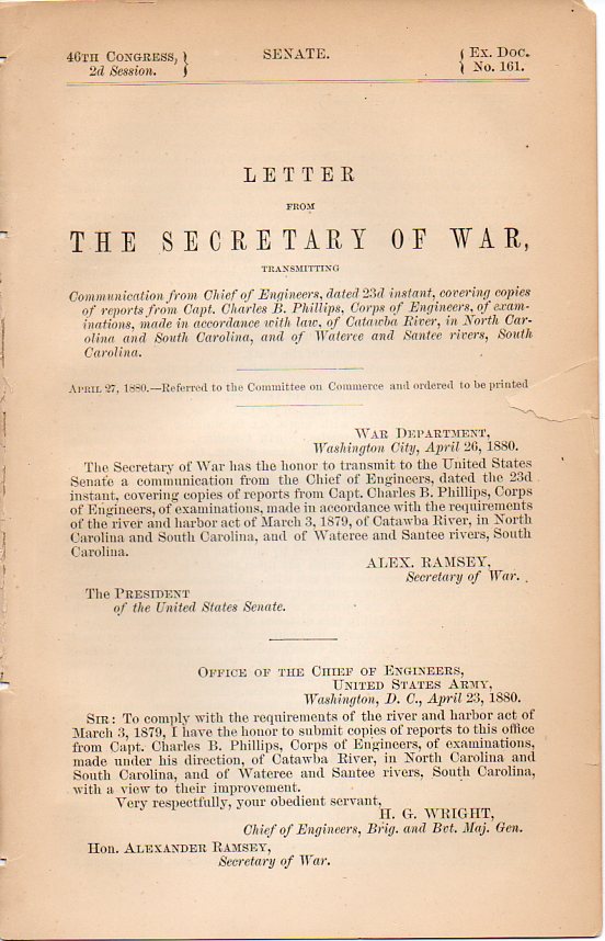 Image for U. S. Senate Document, 46th Congress, 2nd Session , Ex. Doc. #161 (Concerning South Carolina Rivers)