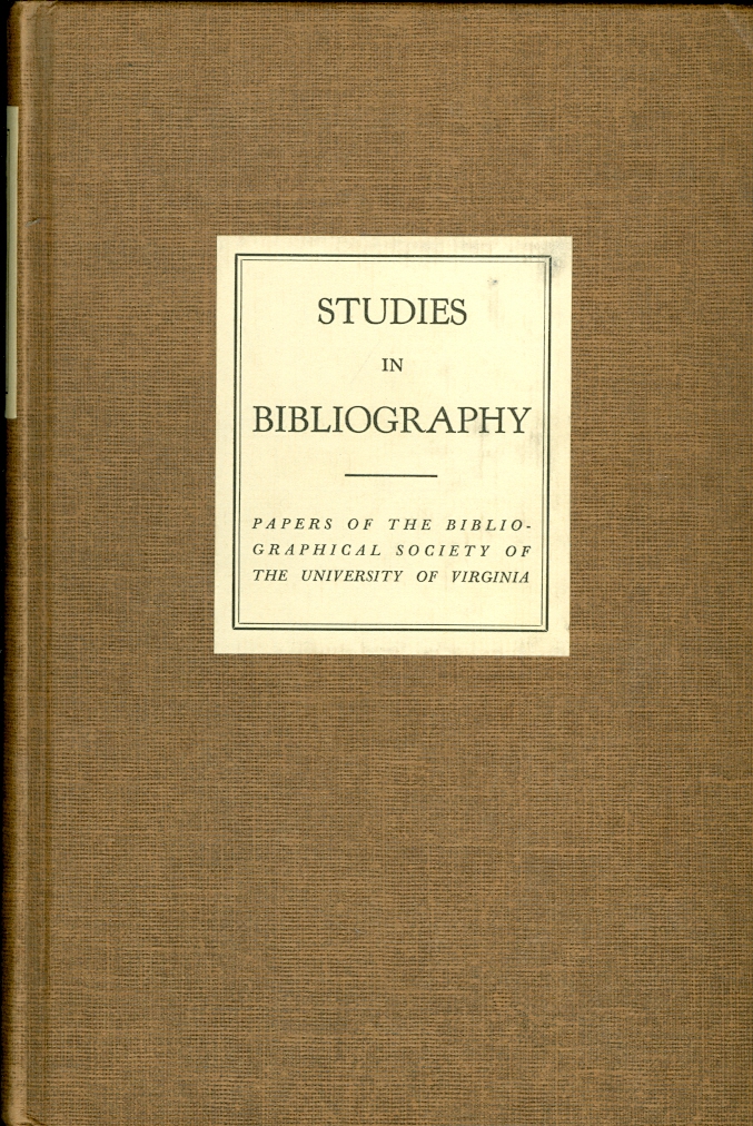 Image for Studies in Bibliography Papers of the Bibliographical Society of the University of Virginia