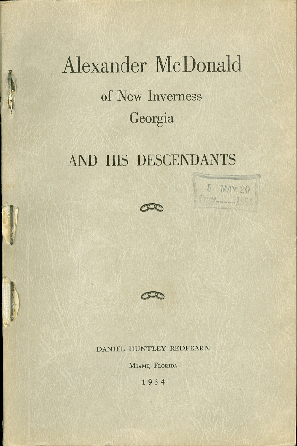 Image for Alexander Mcdonald of New Inverness Georgia And His Descendants