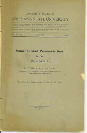 Image for Some Variant Pronunciations in the New South