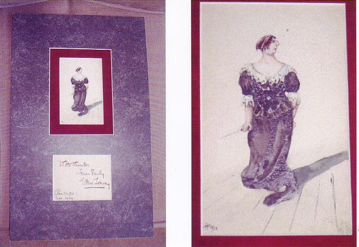Image for Watercolor Postcard Portrait of Ellen Terry, with Signature