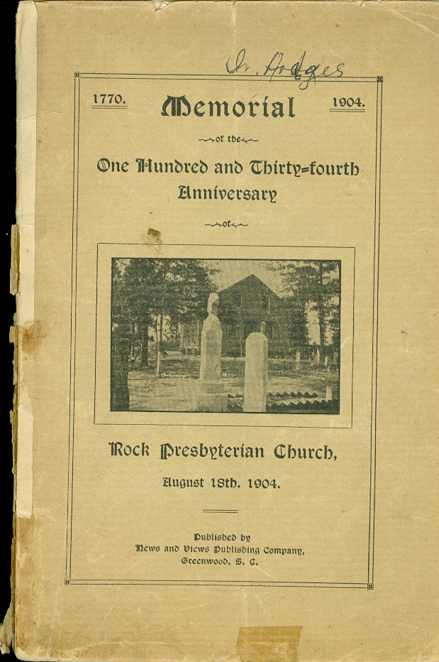 Image for Memorial of the One Hundredth and Thirty-Fourth Anniversary Rock Presbyterian Church August 18th, 1904
