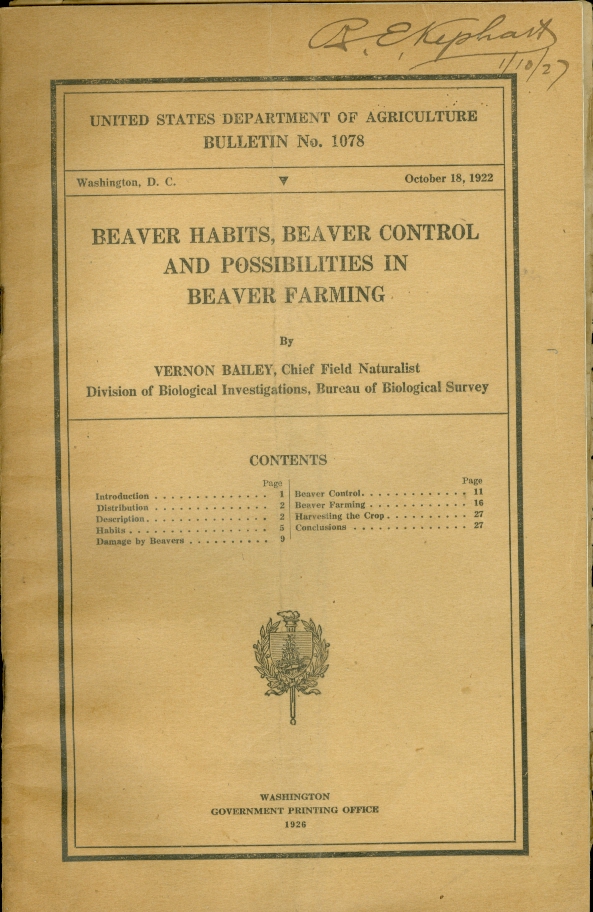 Image for Beaver Habits, Beaver Control and Possibilities in Beaver Farming